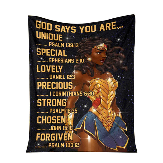 Black Girl God Says You Are African American 50 x 60 Inch Flannel Blanket For Cozy Bedroom And Sofa Decor
