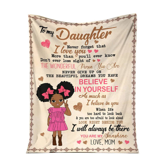 Black Girl To My Daughter African American 50 x 60 Inch Flannel Blanket For Cozy Bedroom And Sofa Decor