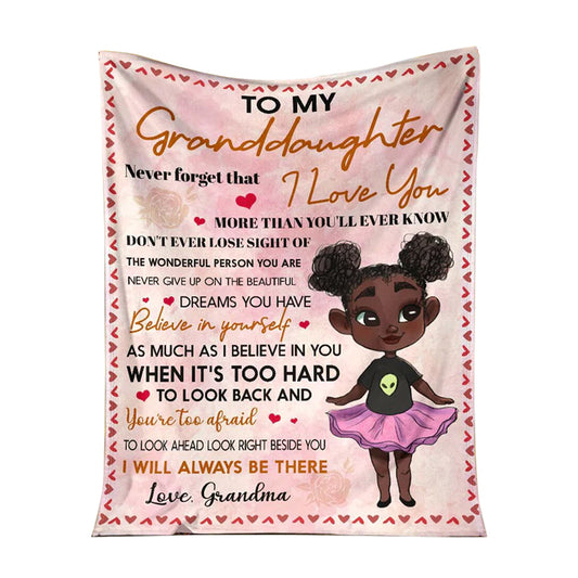 Black Girl To My Granddaughter African 50 x 60 Inch Flannel Blanket For Cozy Bedroom And Sofa Decor