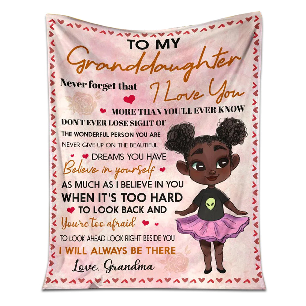 Black Girl To My Granddaughter African American 50 x 60 Inch Flannel Blanket For Cozy Bedroom And Sofa Decor