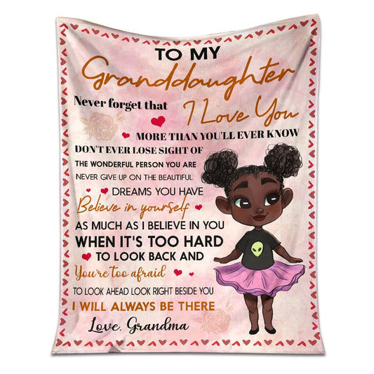 Black Girl To My Granddaughter African American 50 x 60 Inch Flannel Blanket For Cozy Bedroom And Sofa Decor