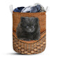 S: 17.72”x13.78” (45x35 cm) Black Pomeranian Dog Rattan Teaxture - Laundry Basket - Owls Matrix LTD