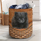 Black Pomeranian Dog Rattan Teaxture - Laundry Basket - Owls Matrix LTD