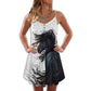 Black Stallion Horse Art – Women's Summer Sleeveless V-Neck Camisole Dress