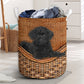Black Toy Poodle Dog Rattan Teaxture - Laundry Basket - Owls Matrix LTD