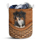 S: 17.72”x13.78” (45x35 cm) Black Tri Aussie Dog Rattan Teaxture - Laundry Basket - Owls Matrix LTD