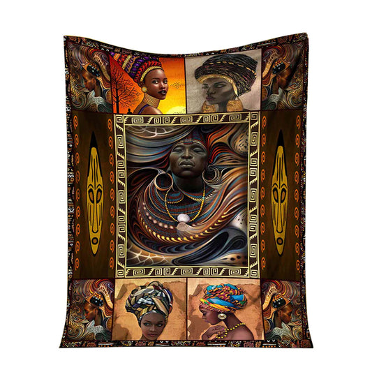 Black Woman Afro Culture American 50 x 60 Inch Flannel Blanket For Cozy Bedroom And Sofa Decor
