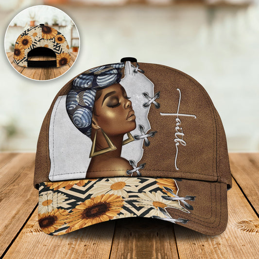 Black Woman Faith Sunflower Style – Classic Cap