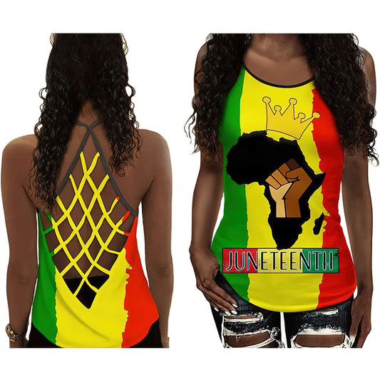 Black Woman Love Peace Rasta Colors Edition – Hollow Tank Top