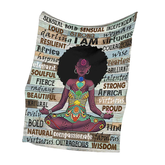 Black Woman I Am Beautiful African American 50 x 60 Inch Flannel Blanket For Cozy Bedroom And Sofa Decor