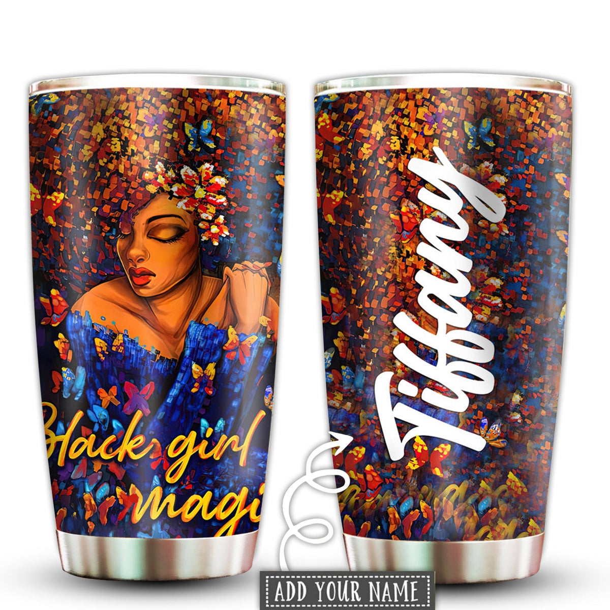 Black Woman Love Floral Personalized 20 Oz Tumbler For Coffee Travel And Daily Use
