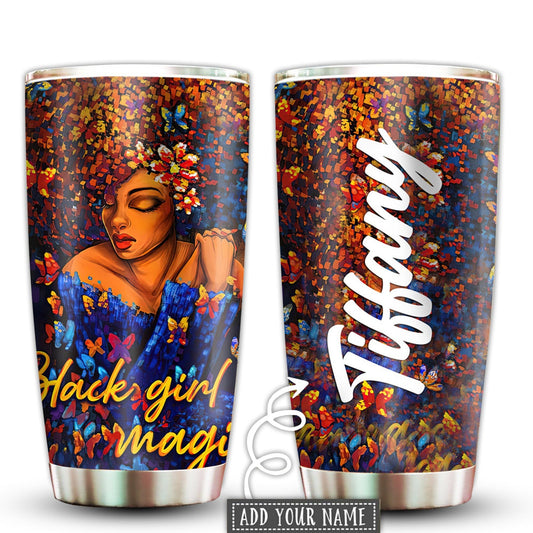Black Woman Love Floral Personalized 20 Oz Tumbler For Coffee Travel And Daily Use