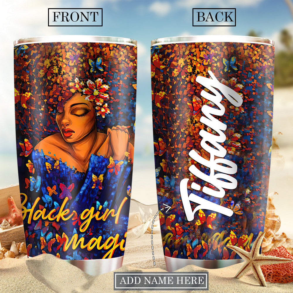 Black Woman Love Floral Personalized 20 Oz Tumbler For Coffee Travel And Daily Use