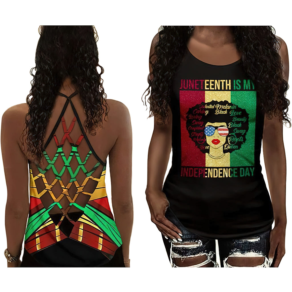 Black Woman Love Peace Independence Edition – Hollow Tank Top