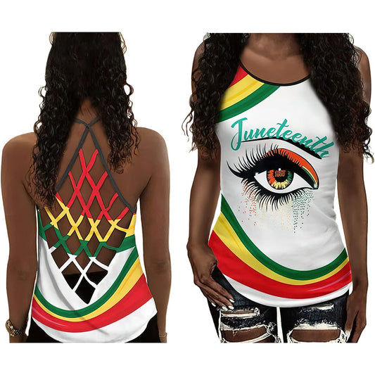 Black Woman Love Peace Colorful Eyes Collection – Hollow Tank Top