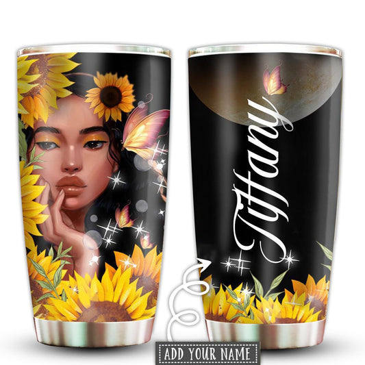 Black Woman Powerful Personalized 20 Oz Tumbler For Coffee Travel And Daily Use