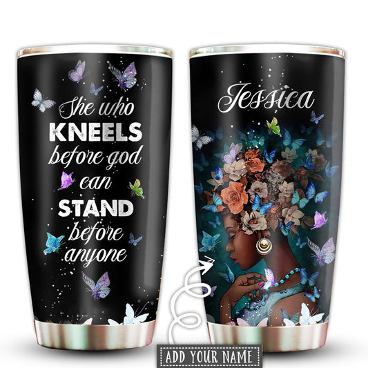 Black Woman Stand Before Anyone Butterfly Personalized 20 Oz Tumbler