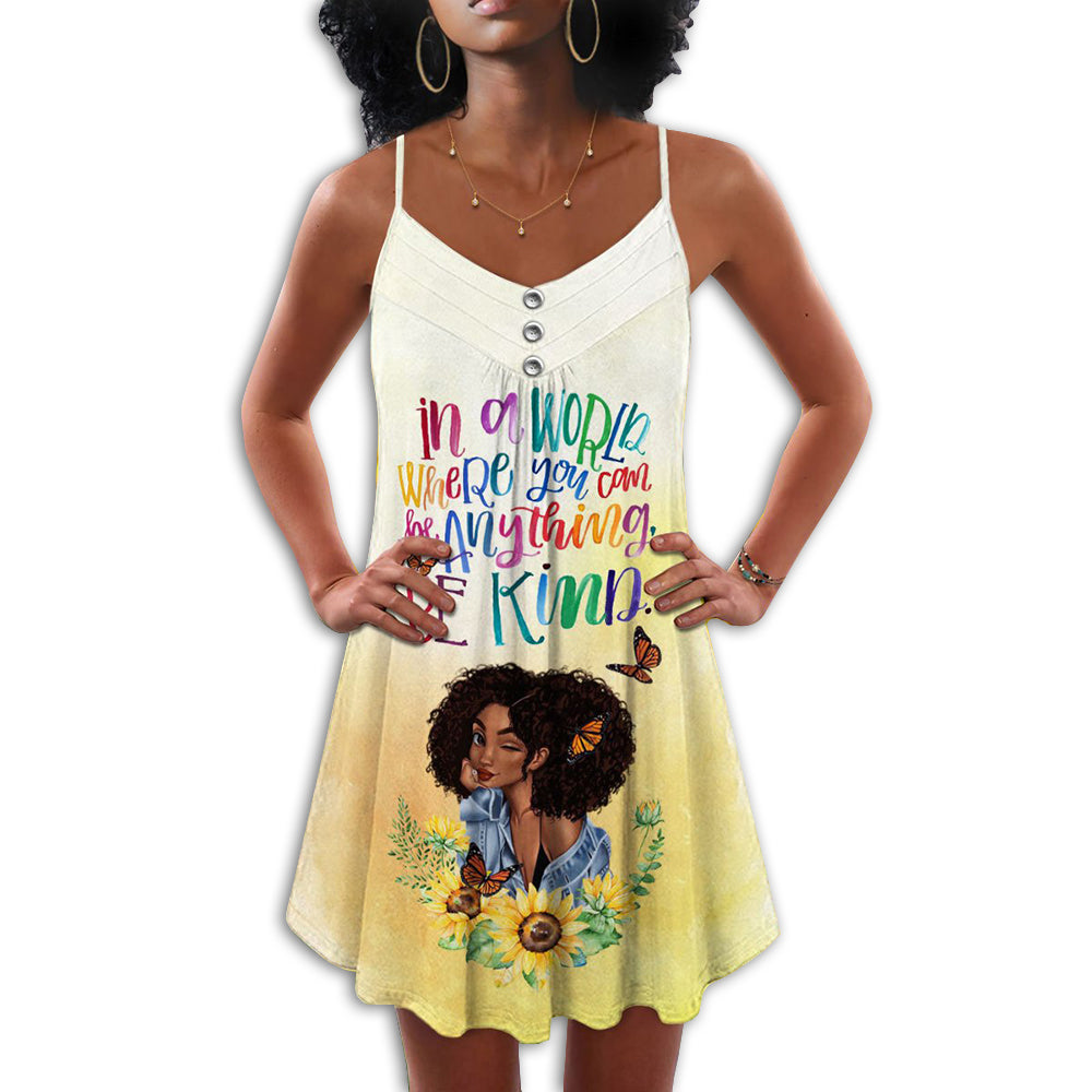 Black Women Be Kind – Women's Summer Sleeveless V-Neck Camisole Dress