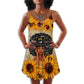 Black Women Sunflower Faith – Women's Summer Sleeveless V-Neck Camisole Dress