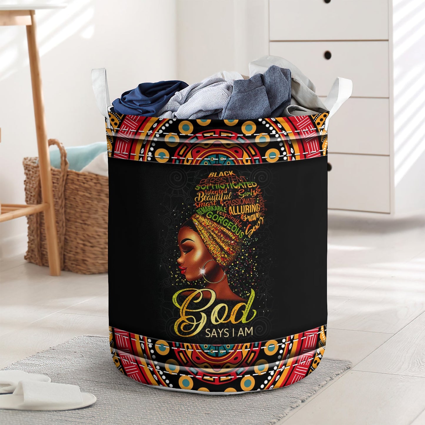 Black woman strong God says I am - Laundry basket - LAUB01TNH220222-Owls Matrix