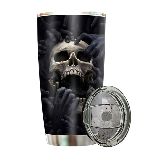 Black Skull Strong 20 Oz Tumbler For Coffee Travel And Daily Use