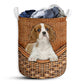 S: 17.72”x13.78” (45x35 cm) Blenheim Cavalier Dog Rattan Teaxture - Laundry Basket - Owls Matrix LTD