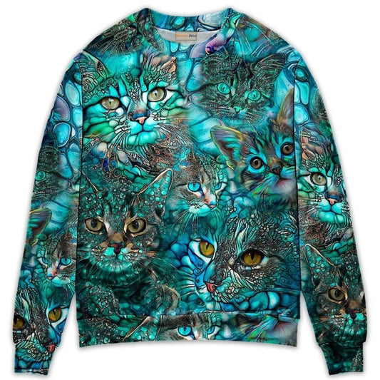 Blue Colorful Cat Art Lover – Sweater - Ugly Christmas Sweater