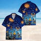 Blue Halloween Cat Style – Hawaiian Shirt