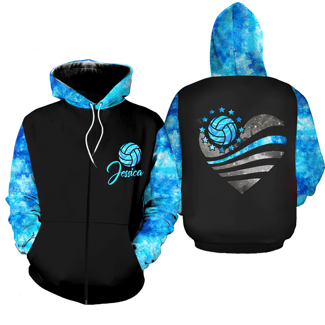 Volleyball Heart Custom Art – 3D Hoodie