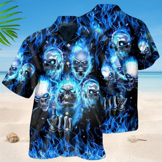 Blue Skull Angry Style – Hawaiian Shirt