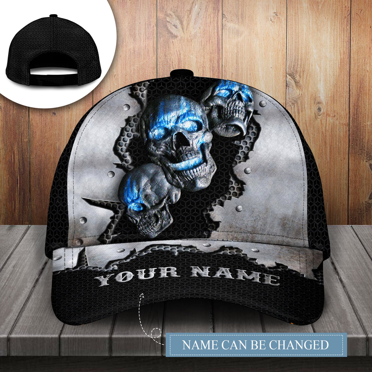 Blue Skull Metal Personalized – Classic Cap