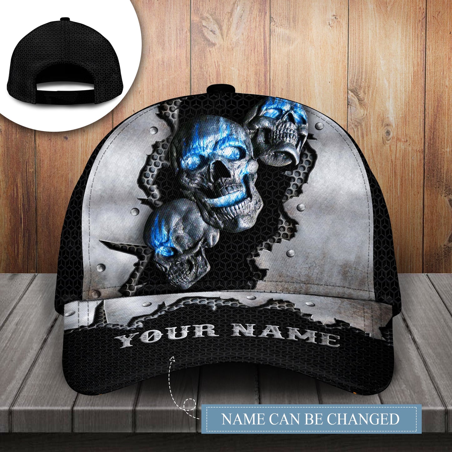 Blue Skull Metal Personalized – Classic Cap