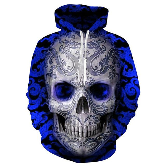 Blue Smile Skull Art – 3D Hoodie