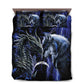 Blue Dragon And Wolf Bedding Cover For Fantasy Bedroom Decor