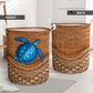 Turtle Blue Turtle Rattan Teaxture - Laundry Basket - Owls Matrix LTD