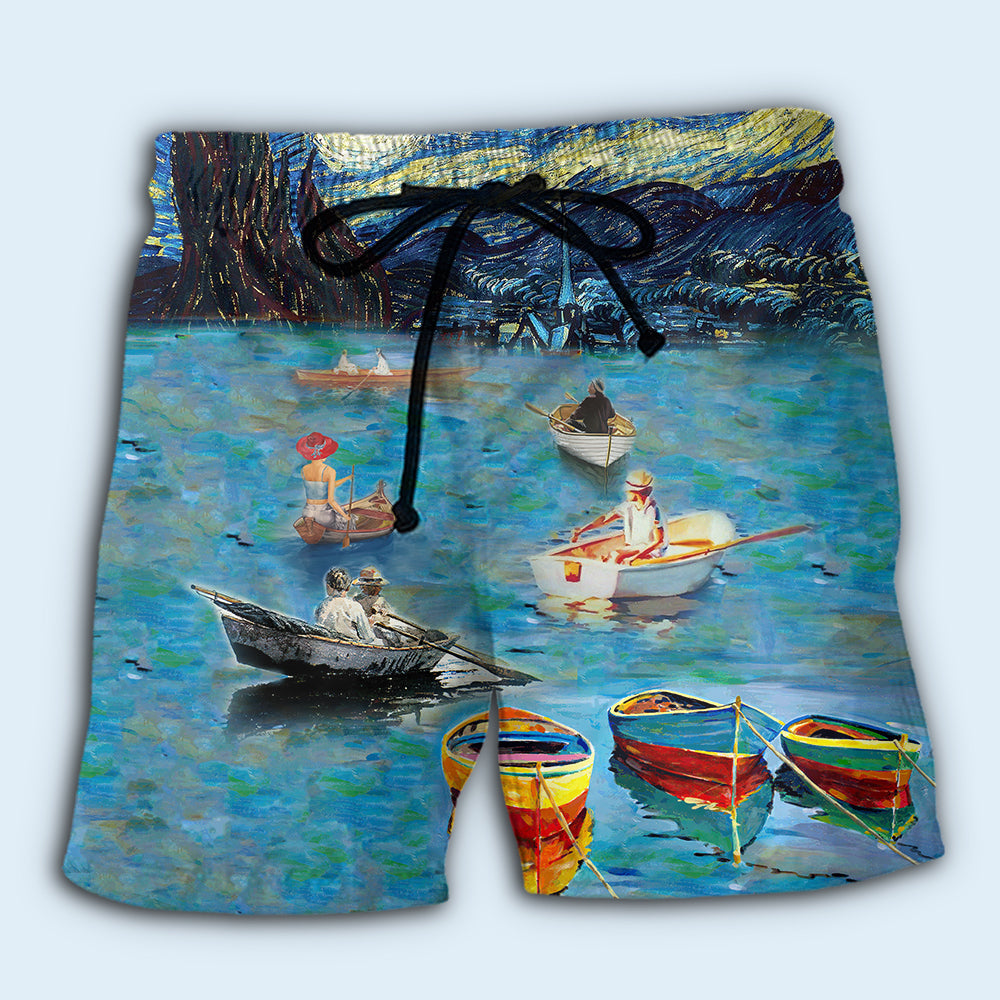 Boat Under Mysterious Sky Art – Beach Short