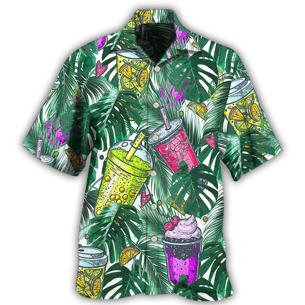Boba Tea Tropical Leaf Design – Hawaiian Shirt