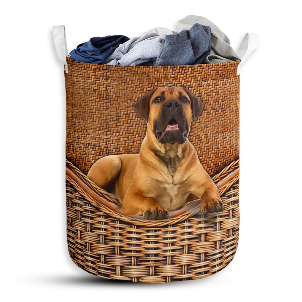 S: 17.72”x13.78” (45x35 cm) Boerboel Dog Rattan Teaxture - Laundry Basket - Owls Matrix LTD
