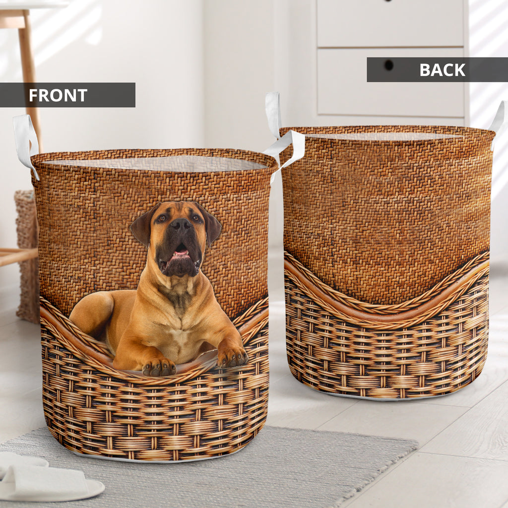 Boerboel Dog Rattan Teaxture - Laundry Basket - Owls Matrix LTD