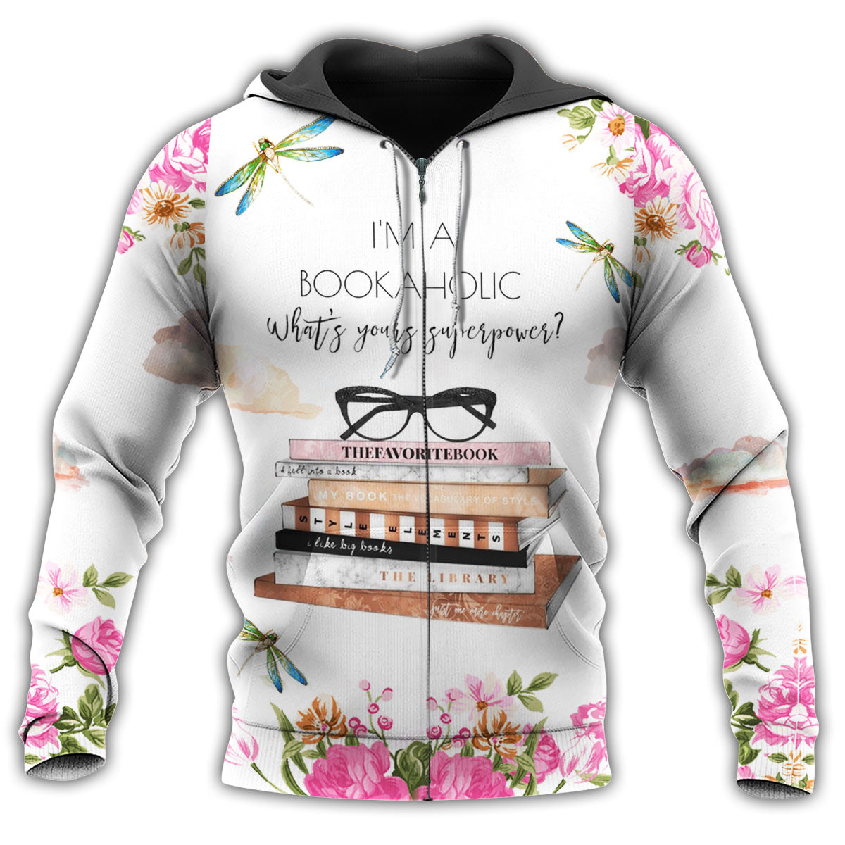 Bookaholic Floral Rose Style - 3D Hoodie