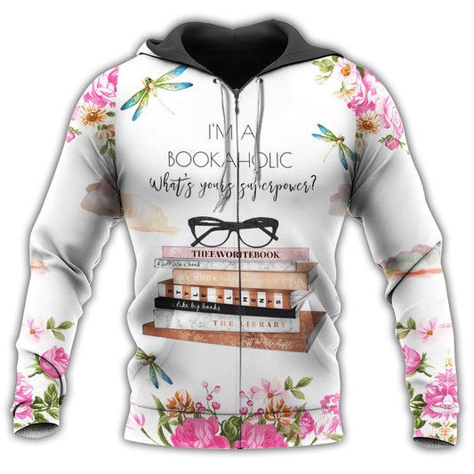 Bookaholic Floral Rose Style - 3D Hoodie