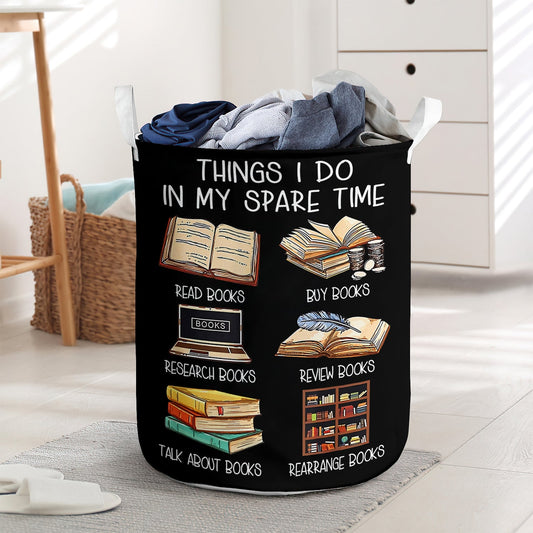 Book Lover things i do in my spare time - Laundry basket - LAUB03TNH260222 - Owls Matrix LTD