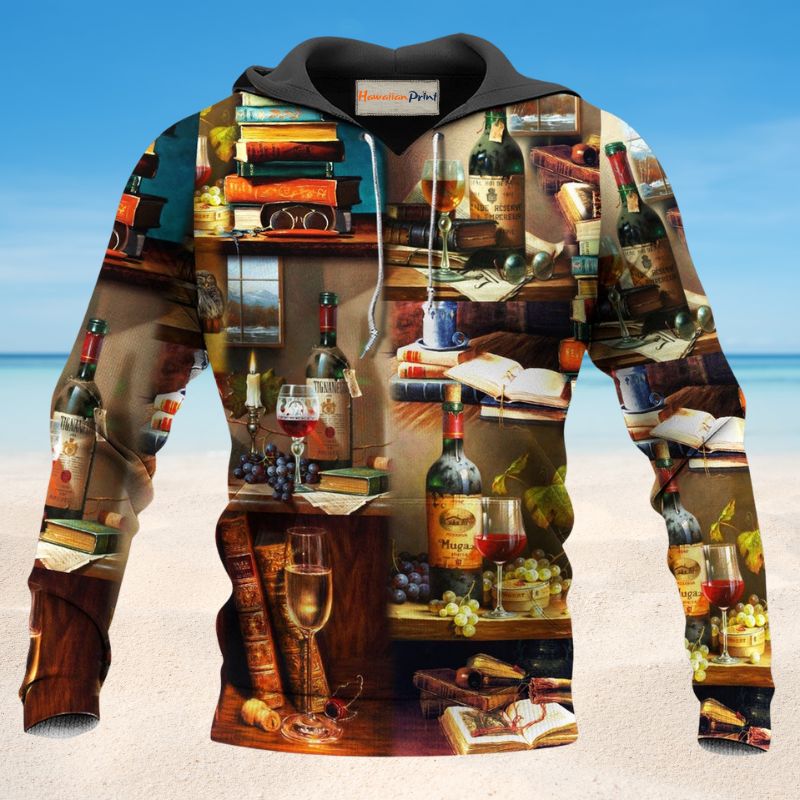 Book And Fine Drink Quote - 3D Hoodie