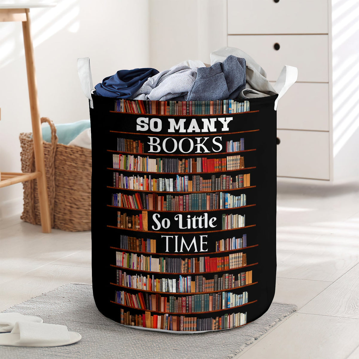 Book lover so many books so little time - Laundry basket - LAUB03TNH010322-Owls Matrix