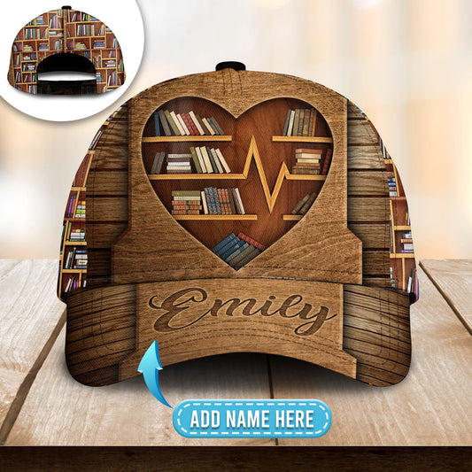 Book Lovers Heart Wood Personalized – Classic Cap