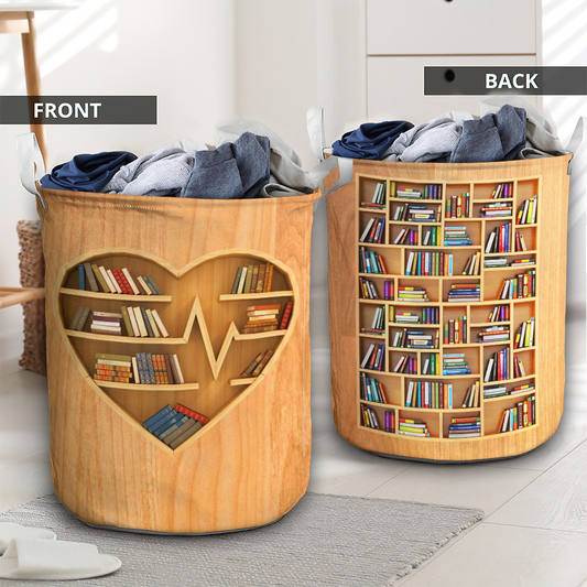 Book love heart wood style - Laundry basket - LAUB04NGC240222-Owls Matrix