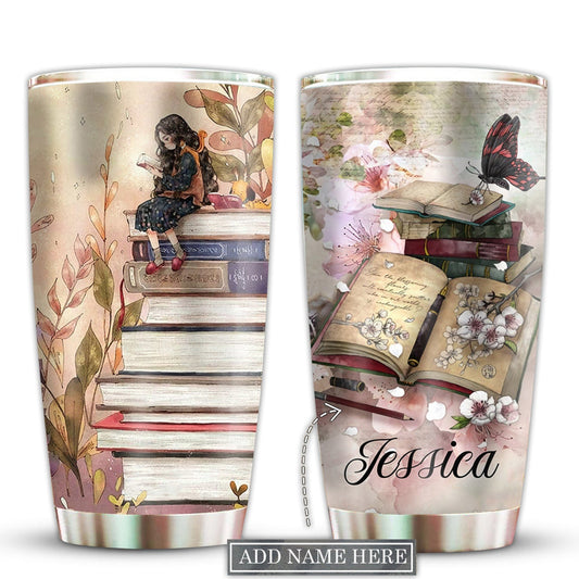 Book Is My Life And Love With Little Girl Personalized 20 Oz Tumbler