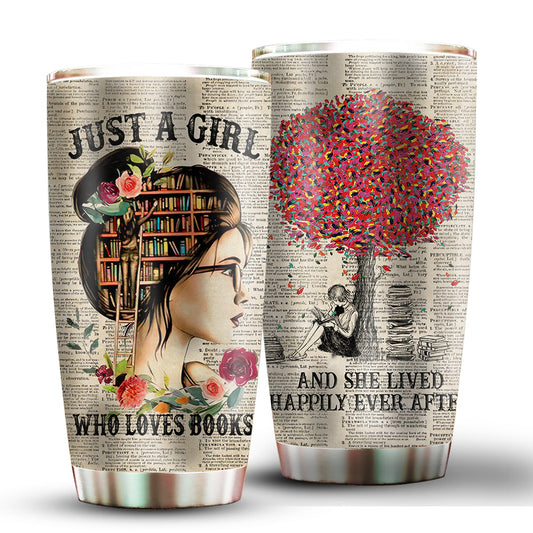 Books Just A Girl Who Loves Books Under Tree 20 Oz Tumbler