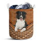 S: 17.72”x13.78” (45x35 cm) Border Collie Dog Rattan Teaxture - Laundry Basket - Owls Matrix LTD
