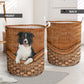 Border Collie Dog Rattan Teaxture - Laundry Basket - Owls Matrix LTD